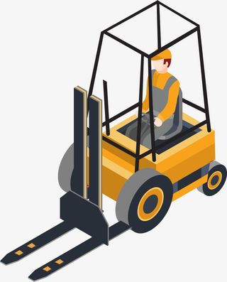 开着叉车的男性工人免抠