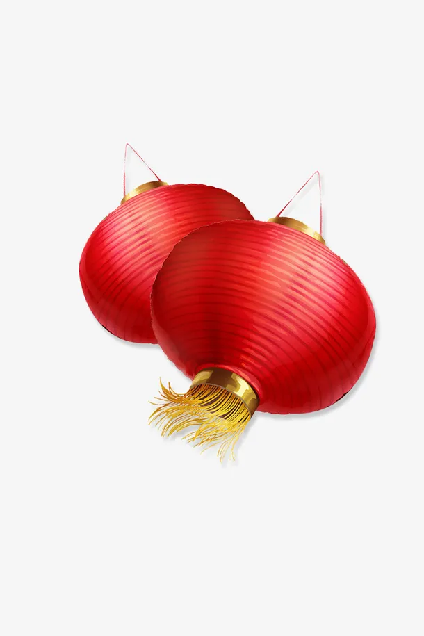 年欢乐元旦红灯笼免抠