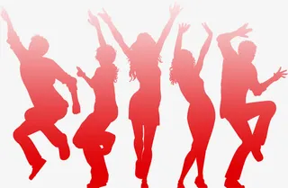 红色狂欢剪影元旦海报免抠