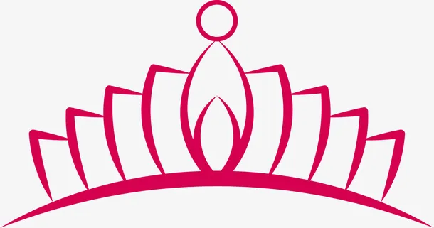 玫红色对称的女王王冠免抠手绘/卡通卡通元素
