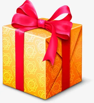 黄色纹理礼盒艺术字免抠