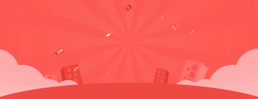 红色卡通放射背景