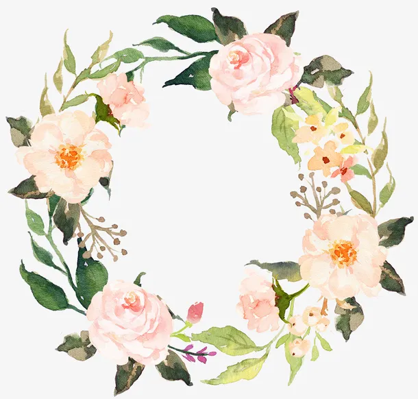 手绘精美花环免抠