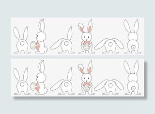 手绘可爱小白兔边角装饰免抠