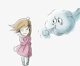 被风吹得瑟瑟发抖的女孩免抠