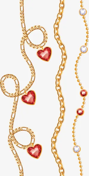 三条金色镶钻项链免抠