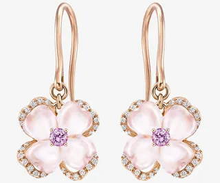 施华洛世奇首饰粉色钻石耳环免抠