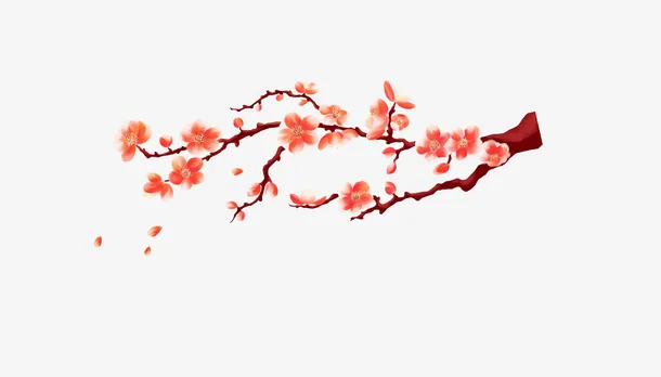 古风手绘花朵橘色免抠