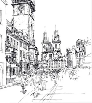 欧式建筑物风景插图免抠