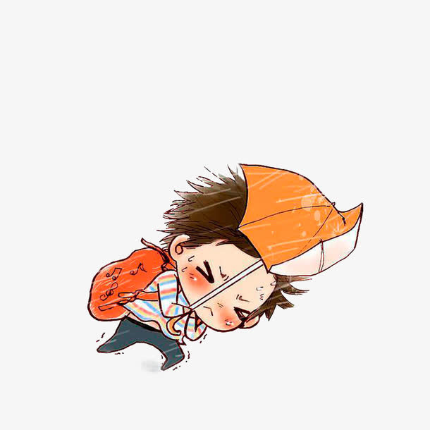 在风中艰难前行免抠