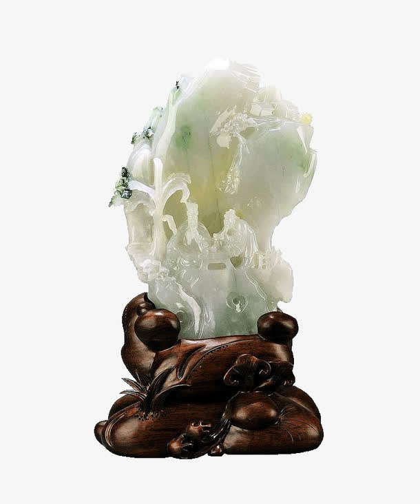 雕刻的白玉免抠