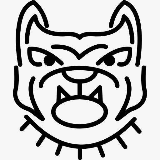 愤怒的牛头犬的面部轮廓图标免抠