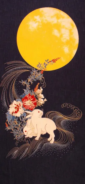 中秋节月亮玉兔手绘海报背景高清