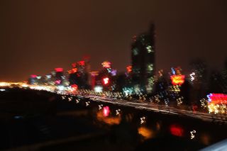 湖边城市夜景海报背景素材