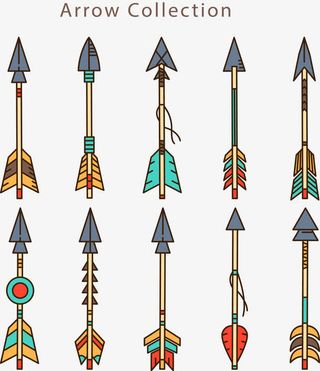 矢量手绘彩色箭头免抠