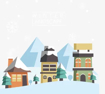 飘落雪花的小镇免抠