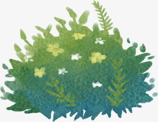 春天手绘草丛插图免抠