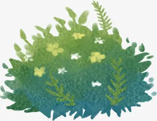 春天手绘草丛插图免抠