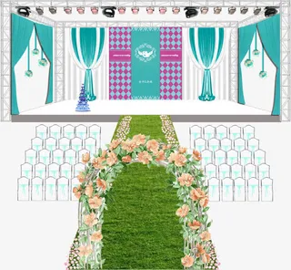 室外草坪婚礼布置现场免抠