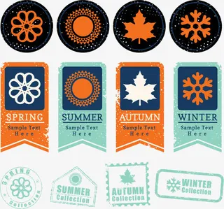 复古颜色标签免抠