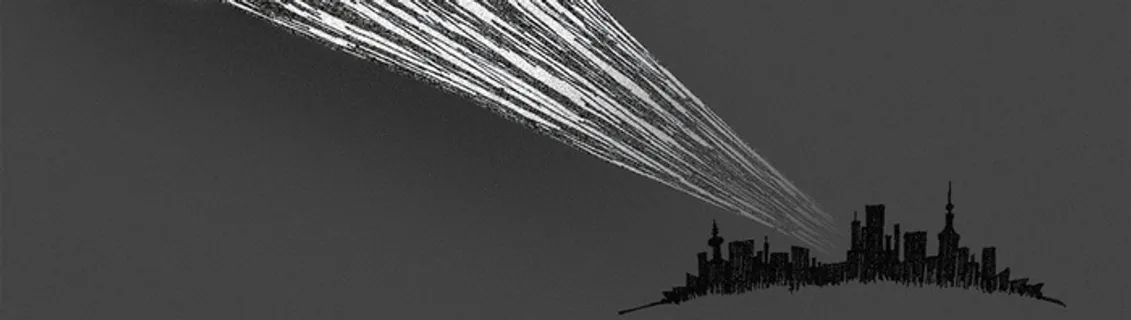 黑白手绘城市之光高清