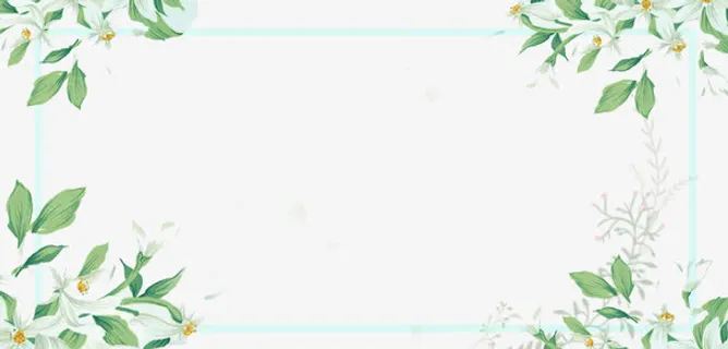 手绘小清新叶子边框免抠