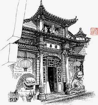 中国古代街边建筑酒楼免抠