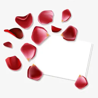 红玫瑰花瓣木纹贺卡矢量素材免抠