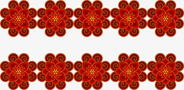 红色中国风古典花纹中秋免抠