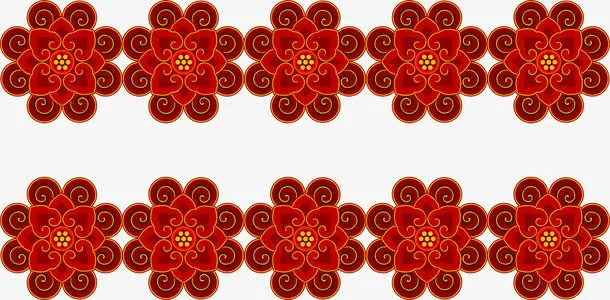 红色中国风古典花纹中秋免抠