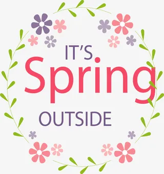 小清新春天装饰花环免抠