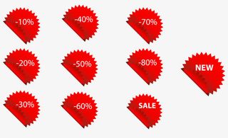 红色促销标签合集免抠