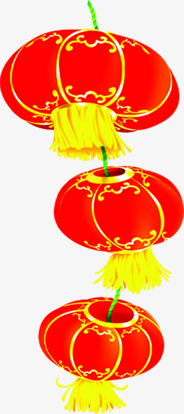 手绘黄色灯笼彩页免抠