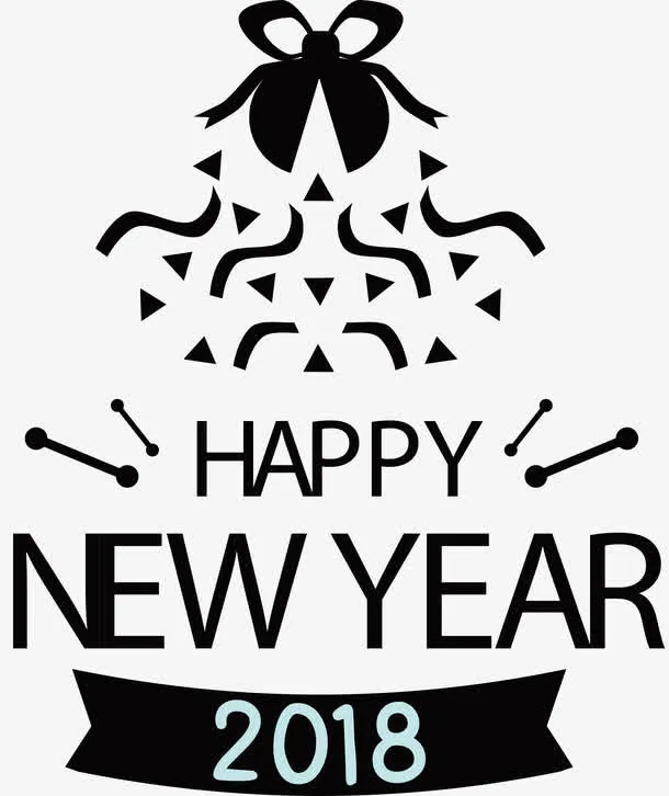 新年矢量彩带标题免抠