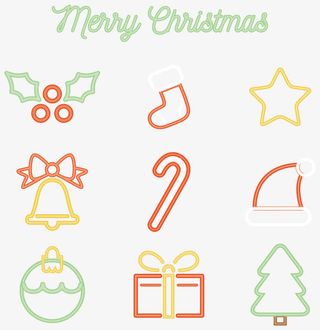 霓虹圣诞装饰标志免抠