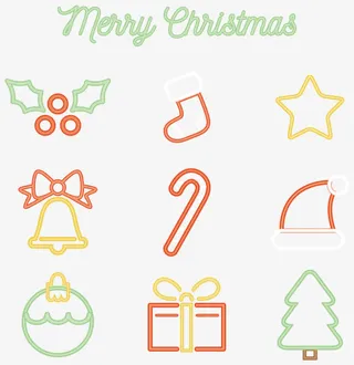 霓虹圣诞装饰标志免抠