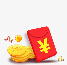 红包金币卡通免抠