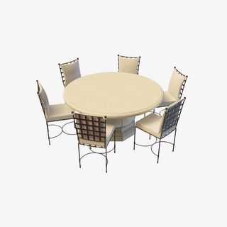 象牙白颜色餐桌椅子免抠