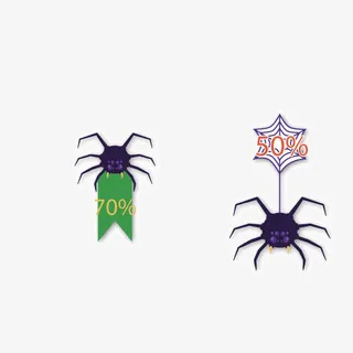 万圣节卡通蜘蛛网装饰图案免抠