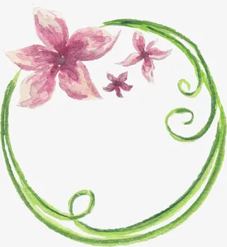 手绘绿叶花朵装饰免抠