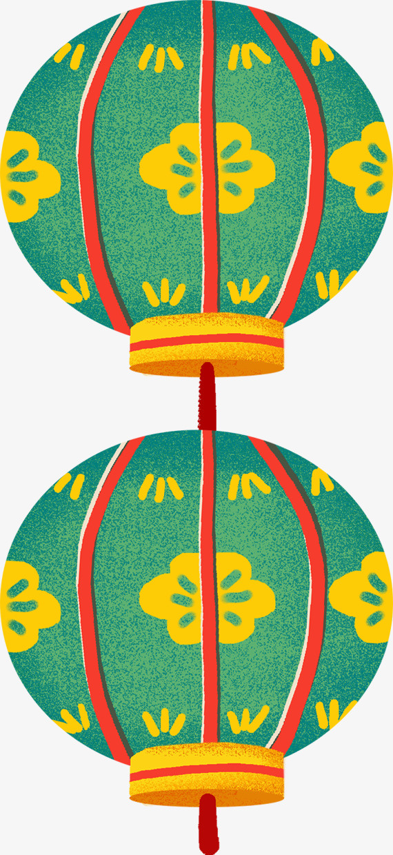 绿色手绘灯笼免抠