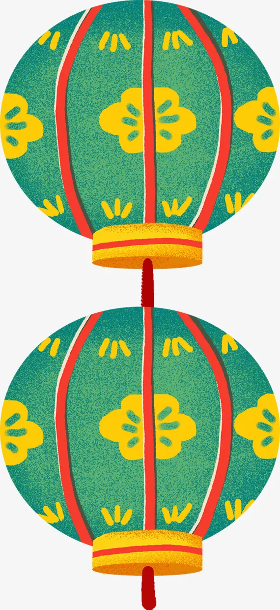 绿色手绘灯笼免抠