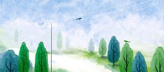 春季上新蓝色卡通banner高清