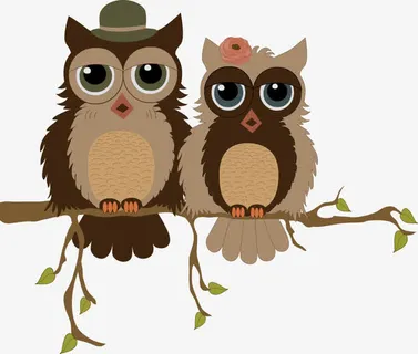 树枝上的矢量猫头鹰免抠