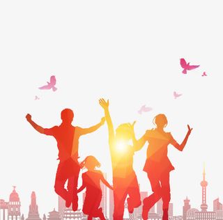 红色创意青年节人物剪影插画免抠