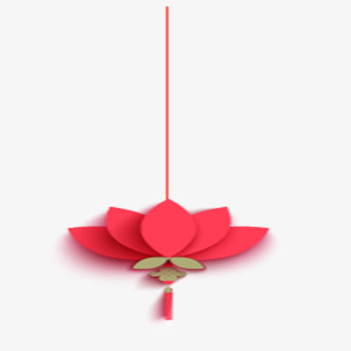红色荷花结免抠