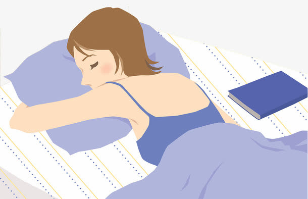 扁平插图趴着睡着的短发美女免抠