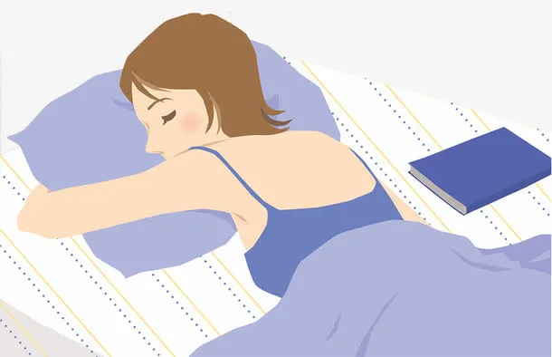 扁平插图趴着睡着的短发美女免抠