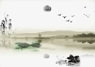 水墨河水背景 素材