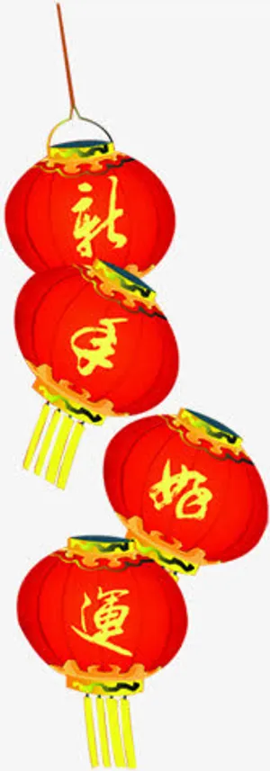 扁平手绘风格中国风元素灯笼免抠